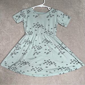 Little & Lively Dress Girl 1T/2T Bamboo Blend Short Sleeve Fish Print Light Blue